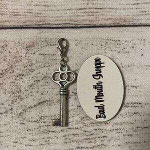 Anthropologie The Collector's Charm Silvertone Skeleton Key